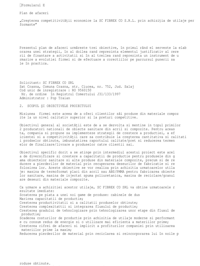 Formular E - Fibrex Co | PDF