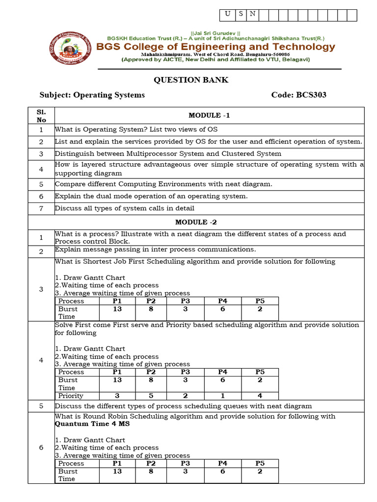 Mandatory Question Bank For Passing | PDF | Scheduling (Computing ...
