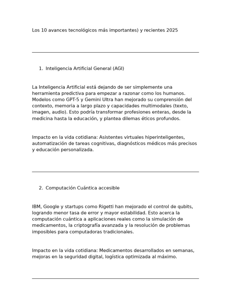 avances tecnológicos 2025 | PDF | Inteligencia artificial ...