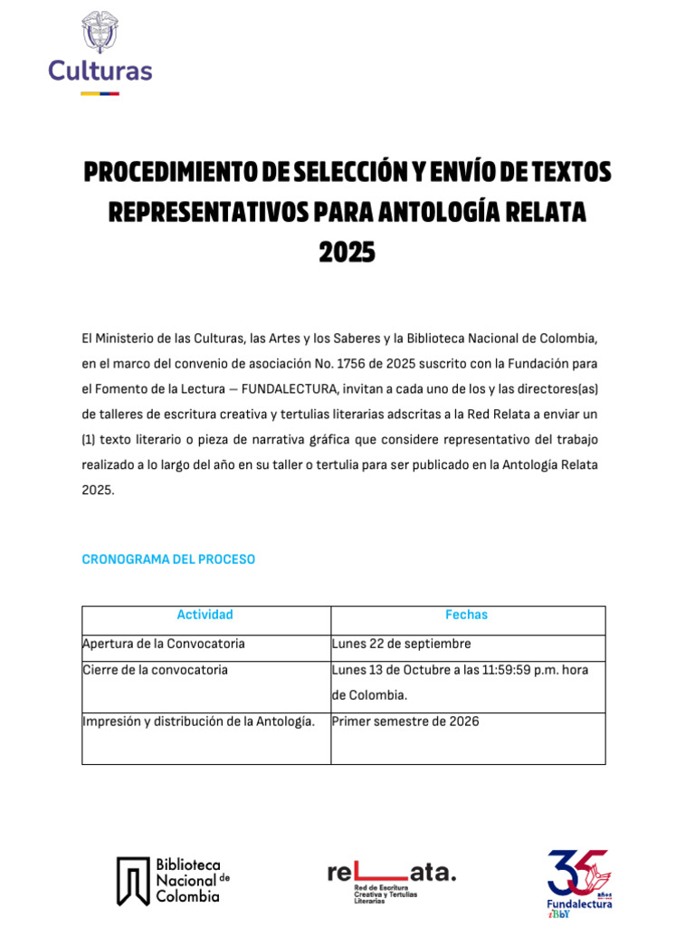 1 Conv Selec Textos Represent Antologia Relata 2025 | PDF | Poesía
