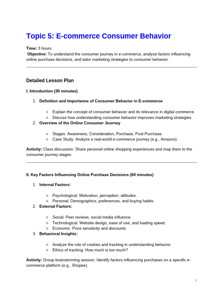 Ecommerce Lectures 2025 - Lecture 5 | PDF | Consumer Behaviour | User ...
