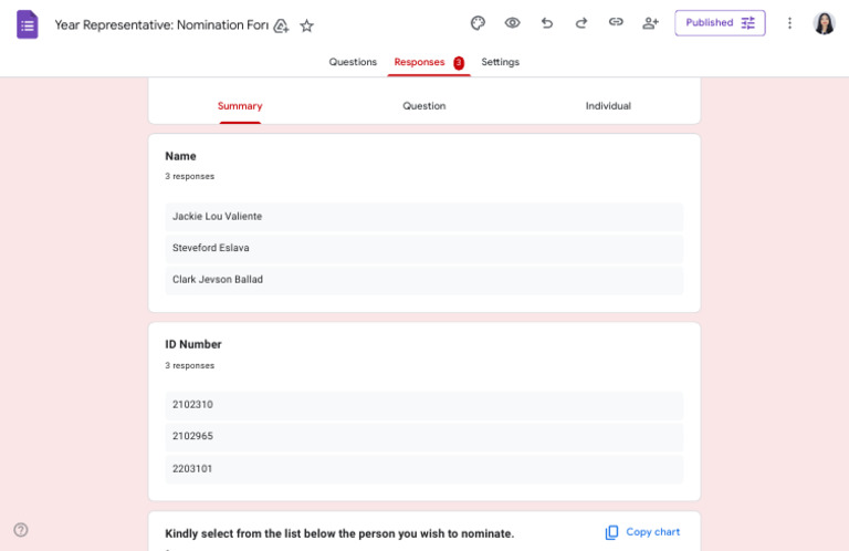Year Representative Nomination Form - Google Forms | PDF