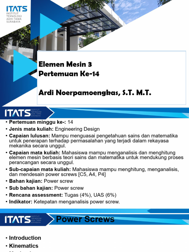 Machine Elements 3-Power Screws 1-02 | PDF | Torque | Force