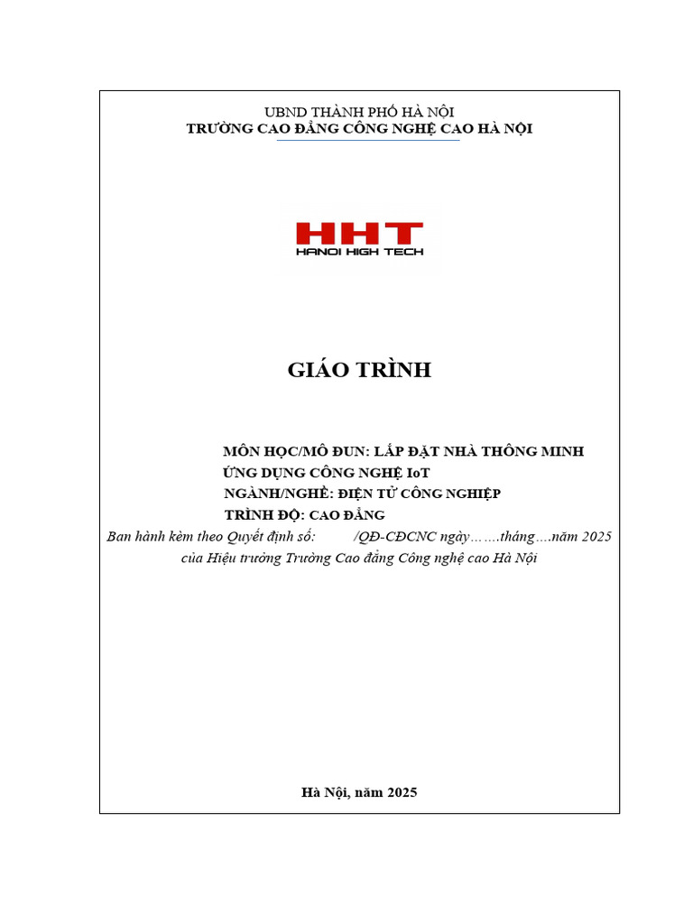 GT Lap Dat Nha Thong Minh Ung Dung Cong Nghe IoT 2026 | PDF