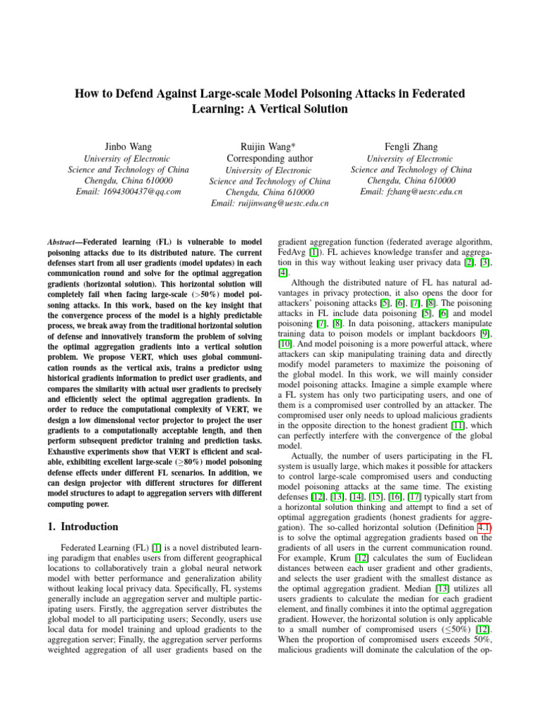 Wang - 2024 - How To Defend Against Large-Scale Model Poisoning Attacks ...