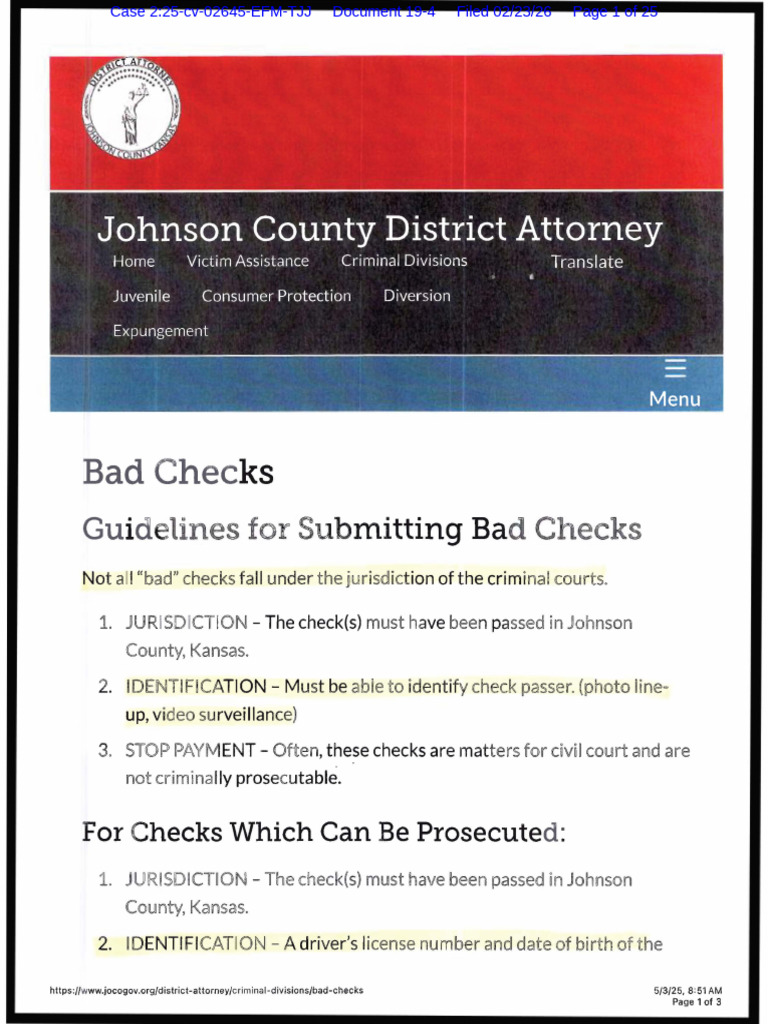19-4) Multi-County DA Bad Check Policies | PDF | Payments | Registered Mail