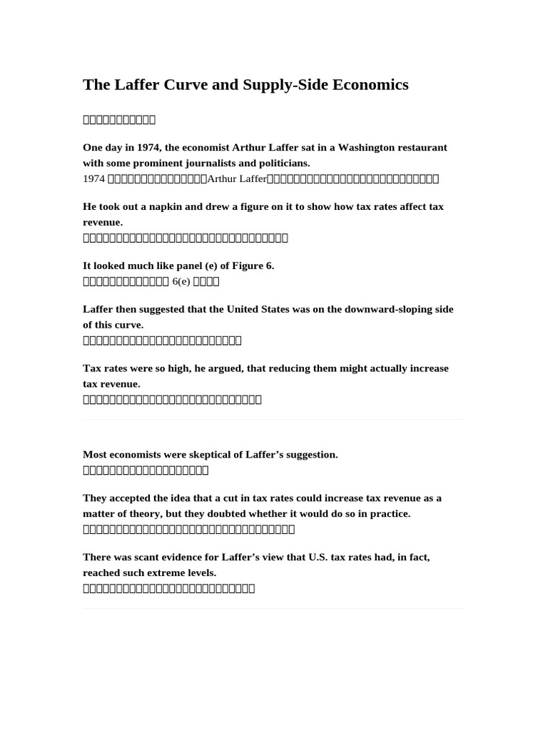 The Laffer Curve and Supply | PDF | Laffer Curve | Supply Side Economics