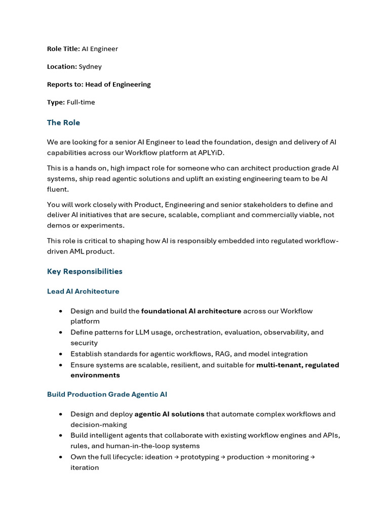 JD - AI Engineer | PDF | Artificial Intelligence | Intelligence (AI ...