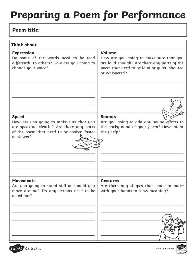 Preparing A Poem For Performance' Activity Sheet | PDF