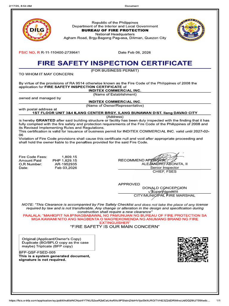 Fire Cert 2026 | PDF