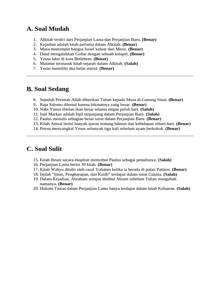 Soal Benar Salah | PDF