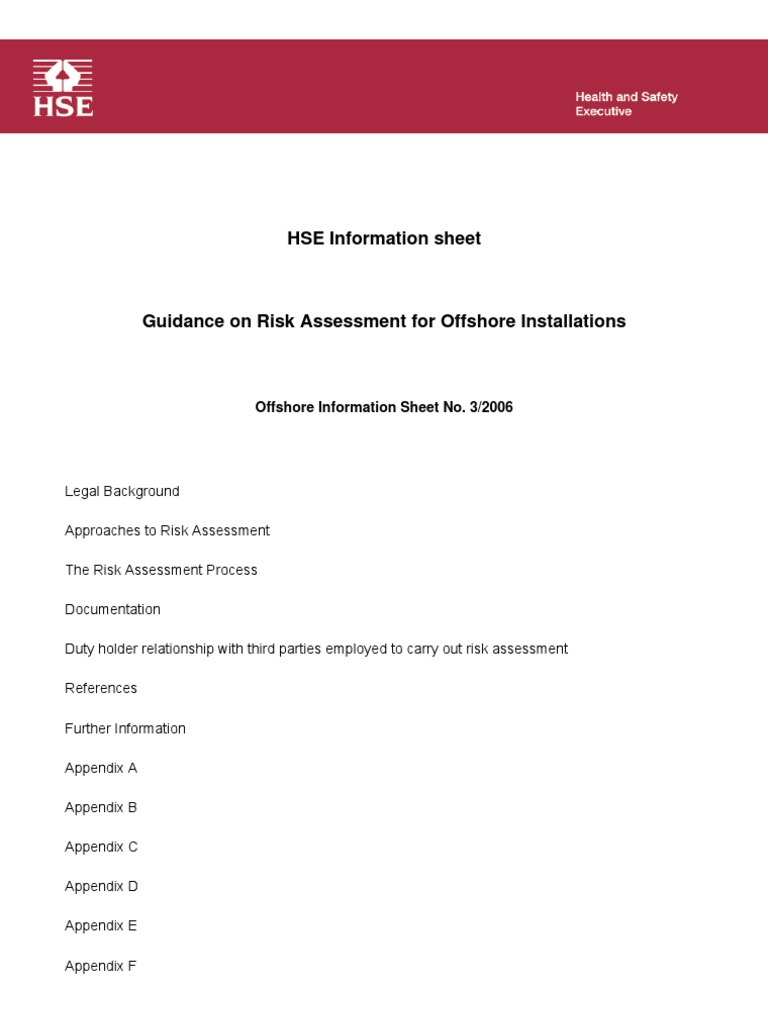 Guidance On Risk Assessment For Offshore Installations | PDF