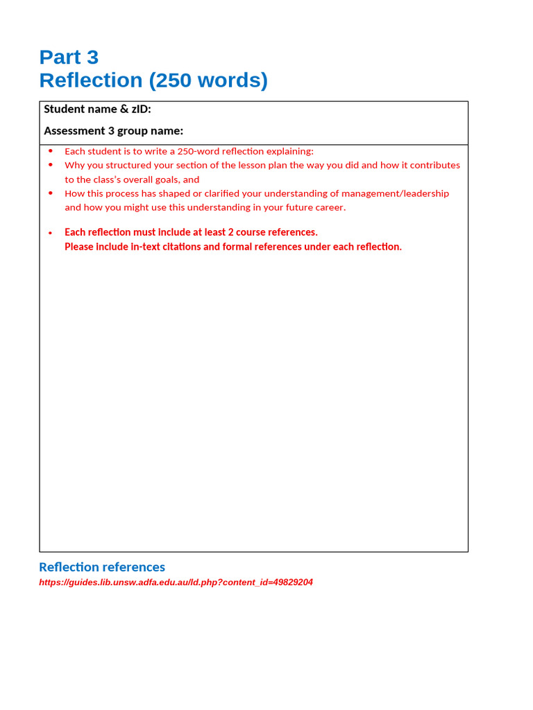 ZGEN2801 Assessment 3 - Part 3 - Individual Reflection | PDF
