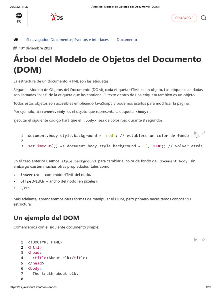 Árbol Del Modelo de Objetos Del Documento (DOM) | PDF | Modelo de ...