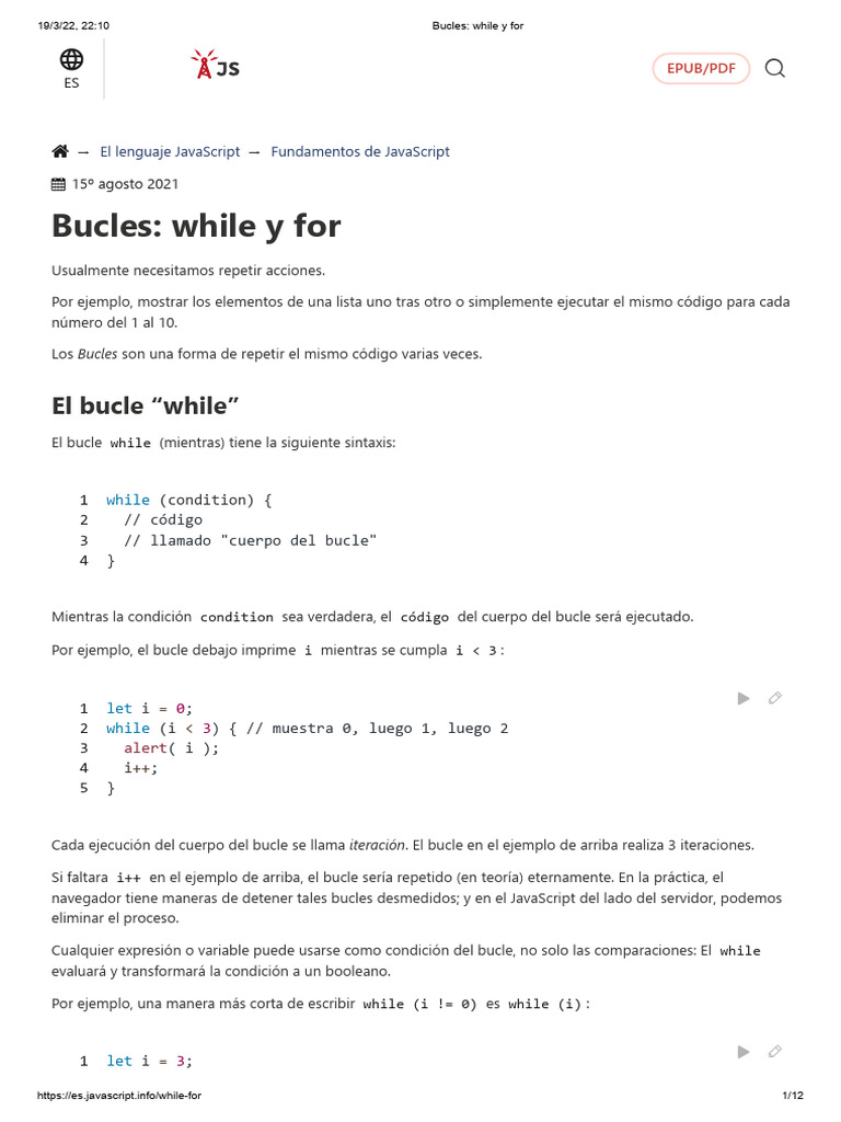 Bucles - While y For | PDF | Ingeniería Informática | Ciencias de la ...