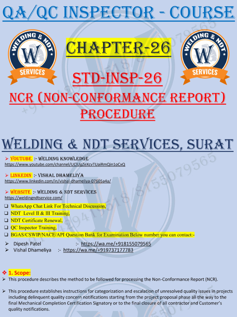 STD Insp 26 (NCR Procedure) 1 | PDF