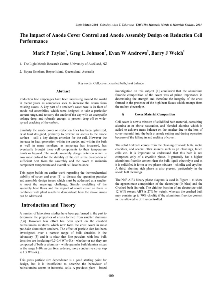 Impact of Cover Control on Reduction Cell Performance | PDF | Aluminium ...