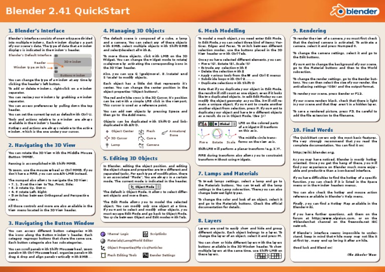 Blender 2.41 QuickStart Guide | PDF | 3 D Computer Graphics | Blender ...
