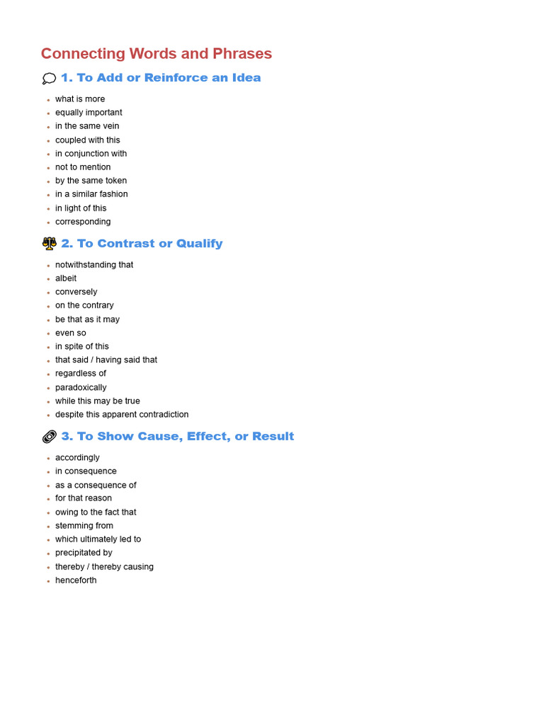 Connecting Words and Phrases | PDF