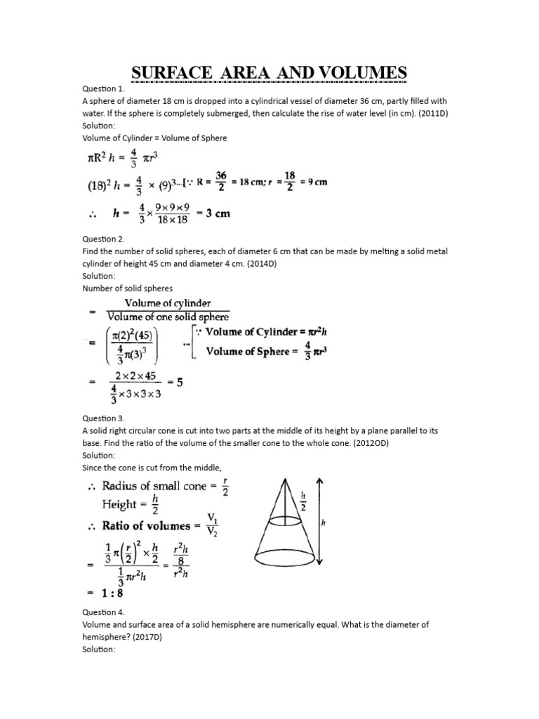 Surface Area and Volumes | PDF