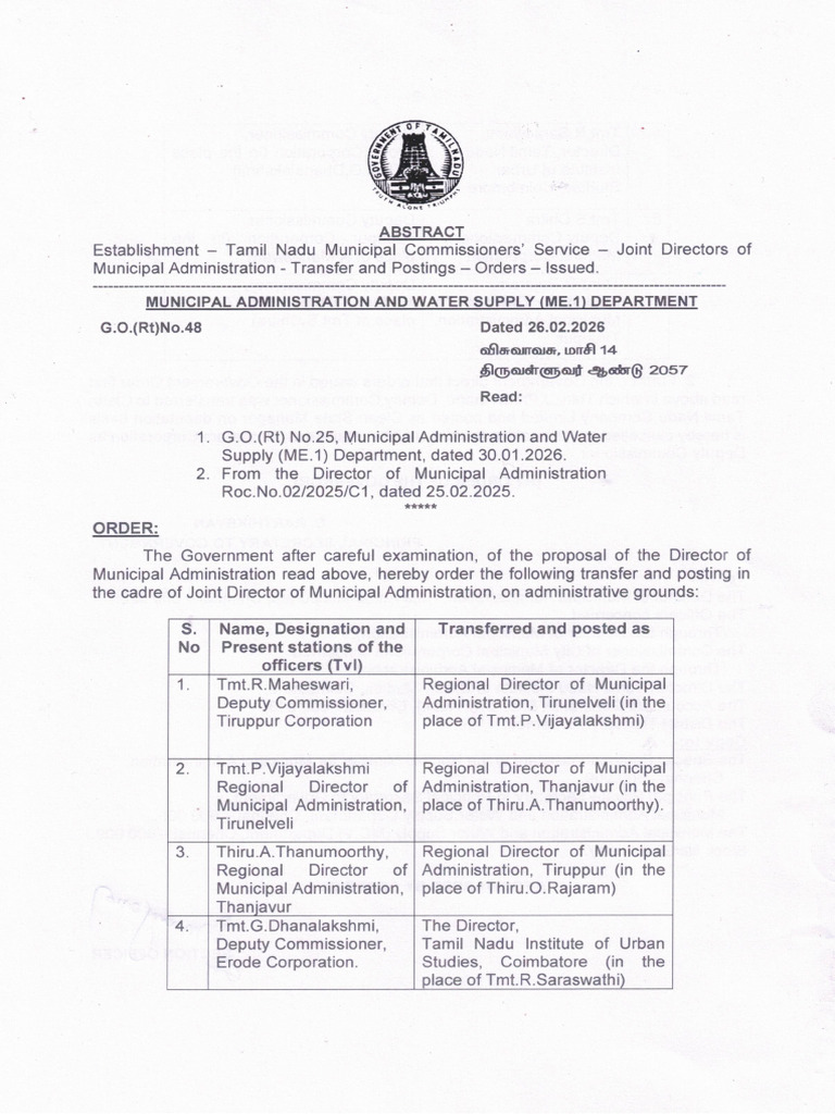 G.O RT - No.48, dt.26.2.2026 | PDF