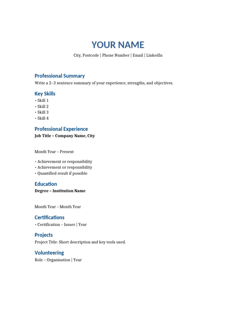 UK CV Template | PDF