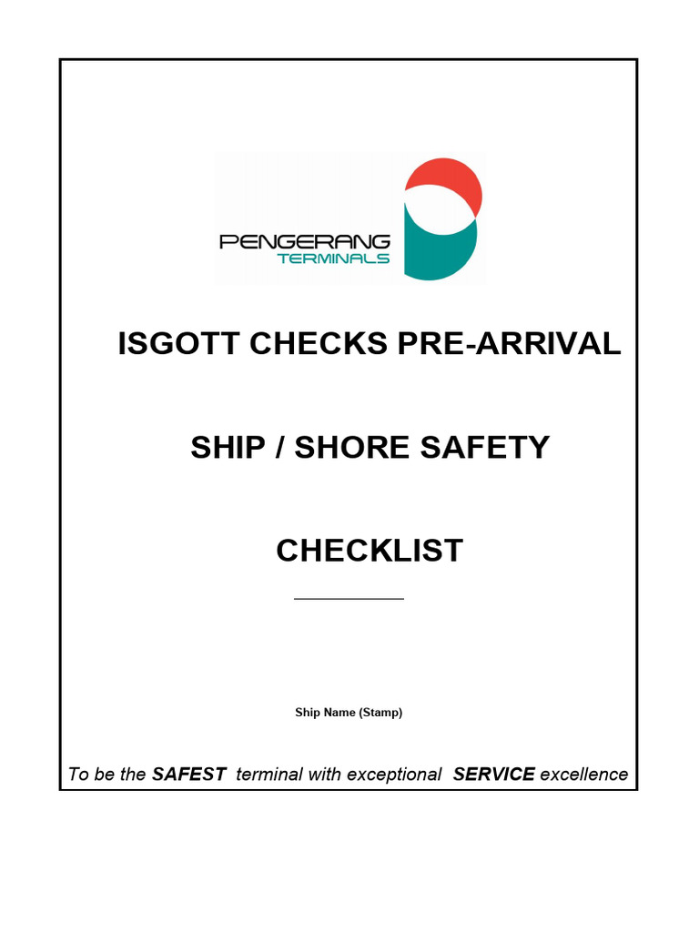Ship Shore Safety Checklist (SSSC) | PDF | Oil Tanker