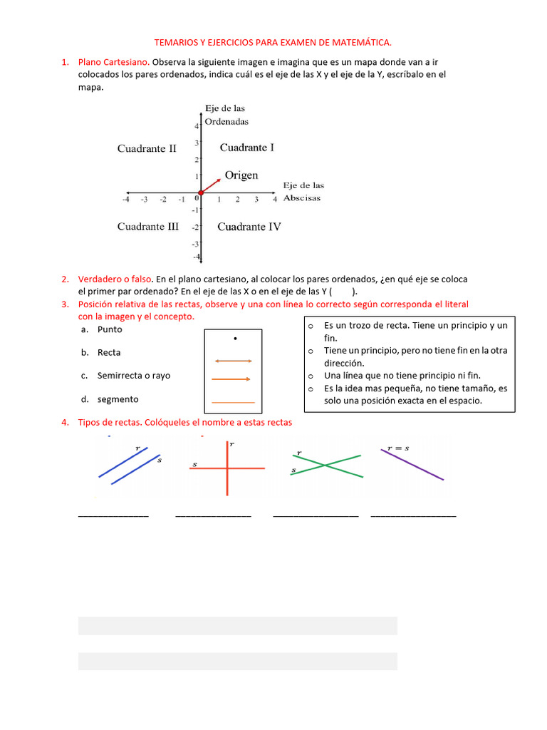3.7. Temarios y Ejercicios Para Examen de Matemática 3er Trimestre ...
