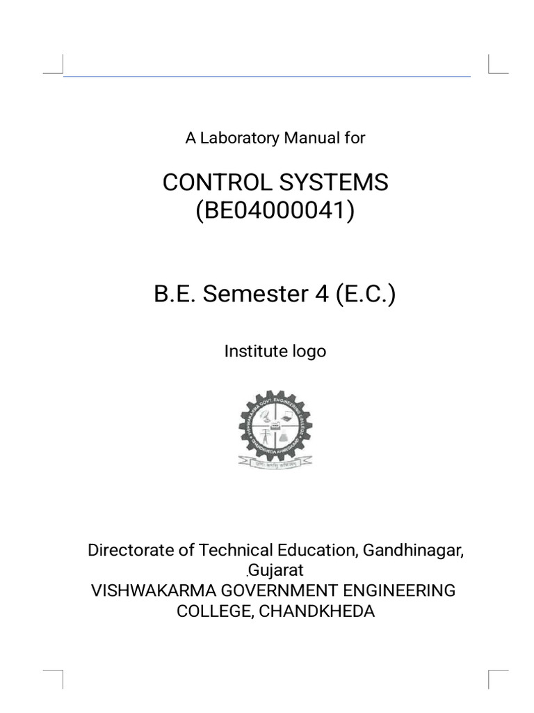 1.CONTROL SYSTEMS - BE04000041 - Lab Manual - Assginments | PDF ...