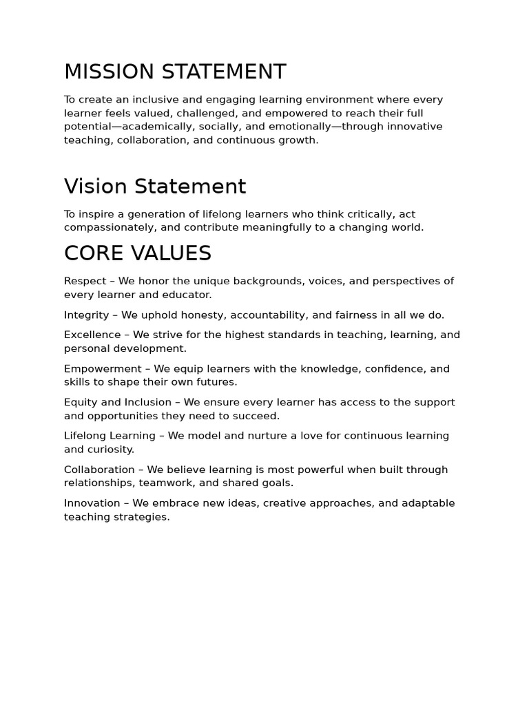 Mission Statement | PDF
