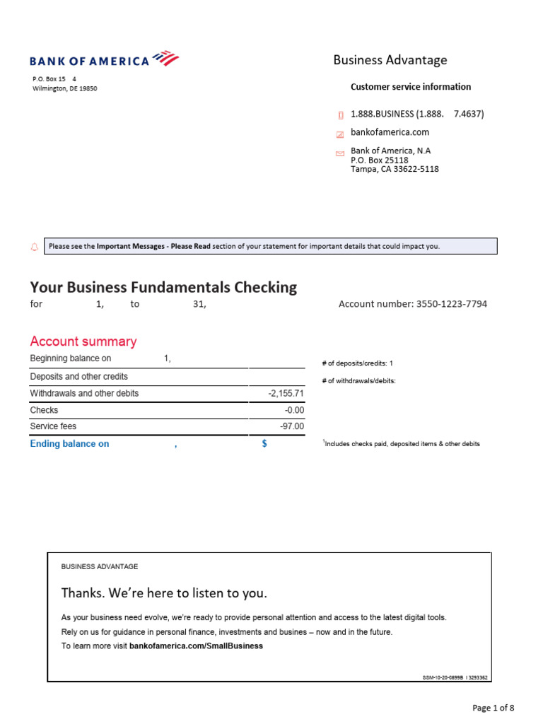 Bank of America Statement DEC 2024 | PDF | Transaction Account | Overdraft