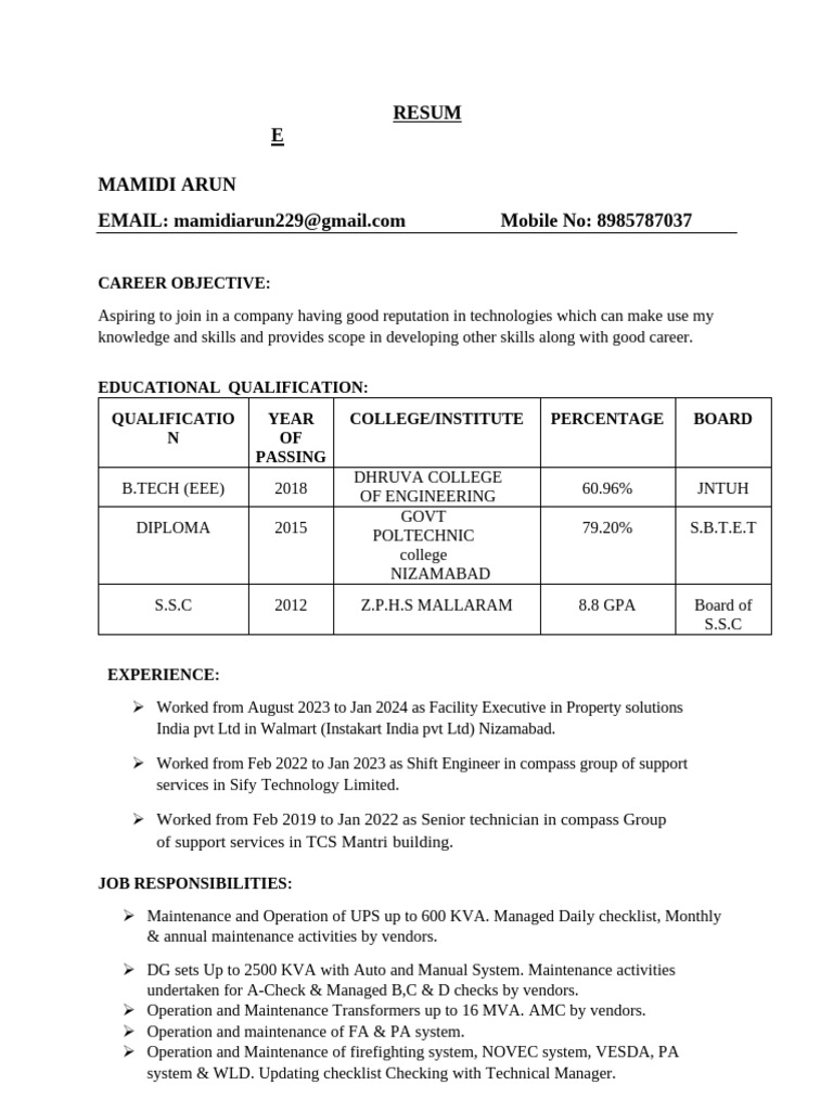 Arun - Resume229 22.09.2023 | PDF