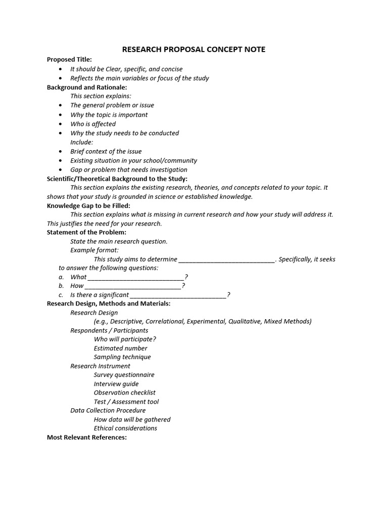 Research Proposal Concept Note | PDF | Methodology | Science
