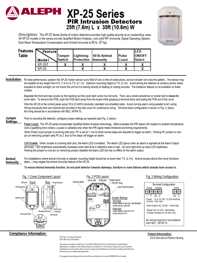 Sensor Movimiento ALEPH XP-25 | PDF | Electromagnetic Interference | Radio