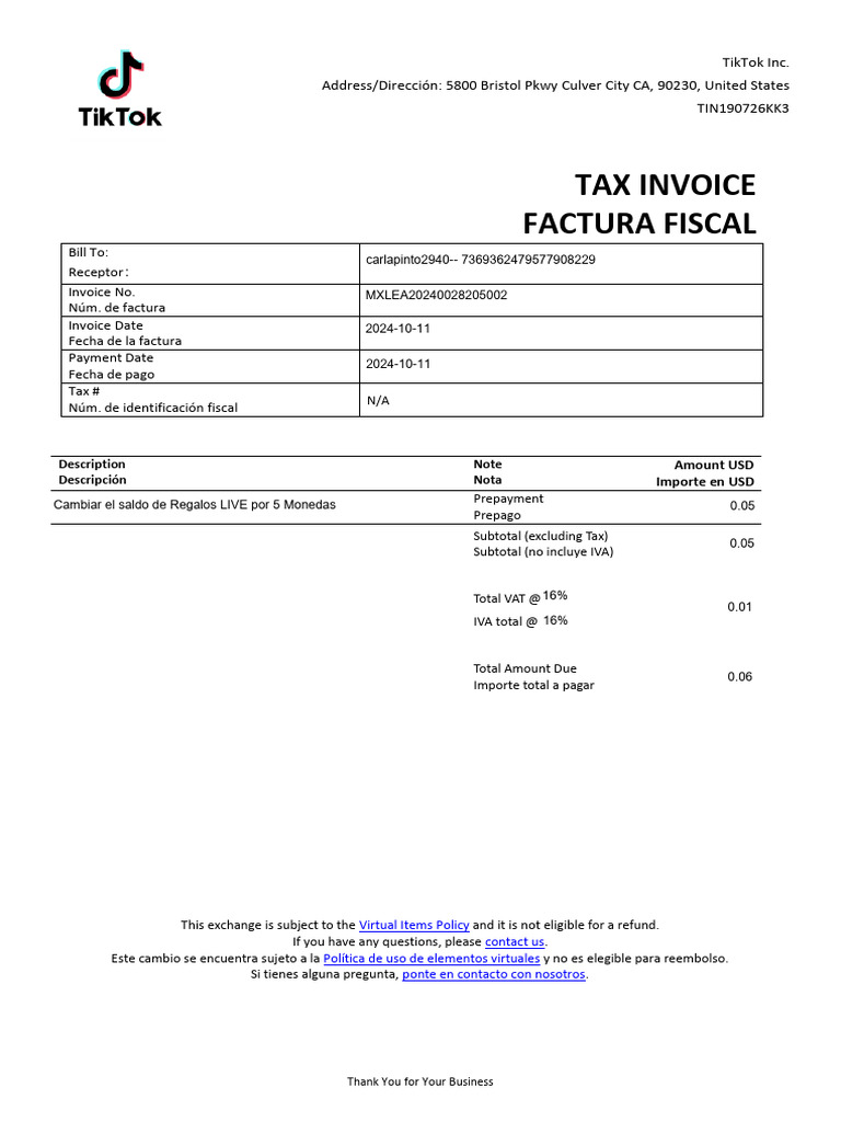 Tax Invoice Factura Fiscal: Carlapinto2940 - 7369362479577908229 ...