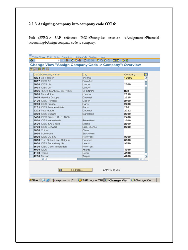 2.1.3 Assigning Company Into Company Code OX16 | PDF