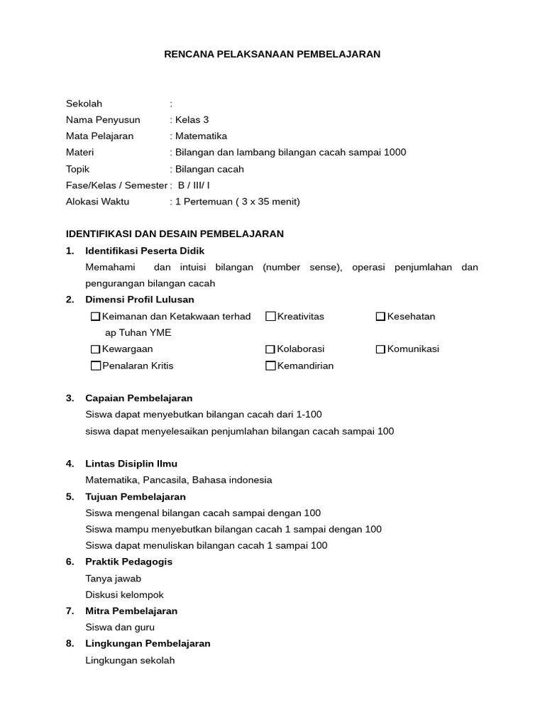 Fomat RPP Deep Learning | PDF