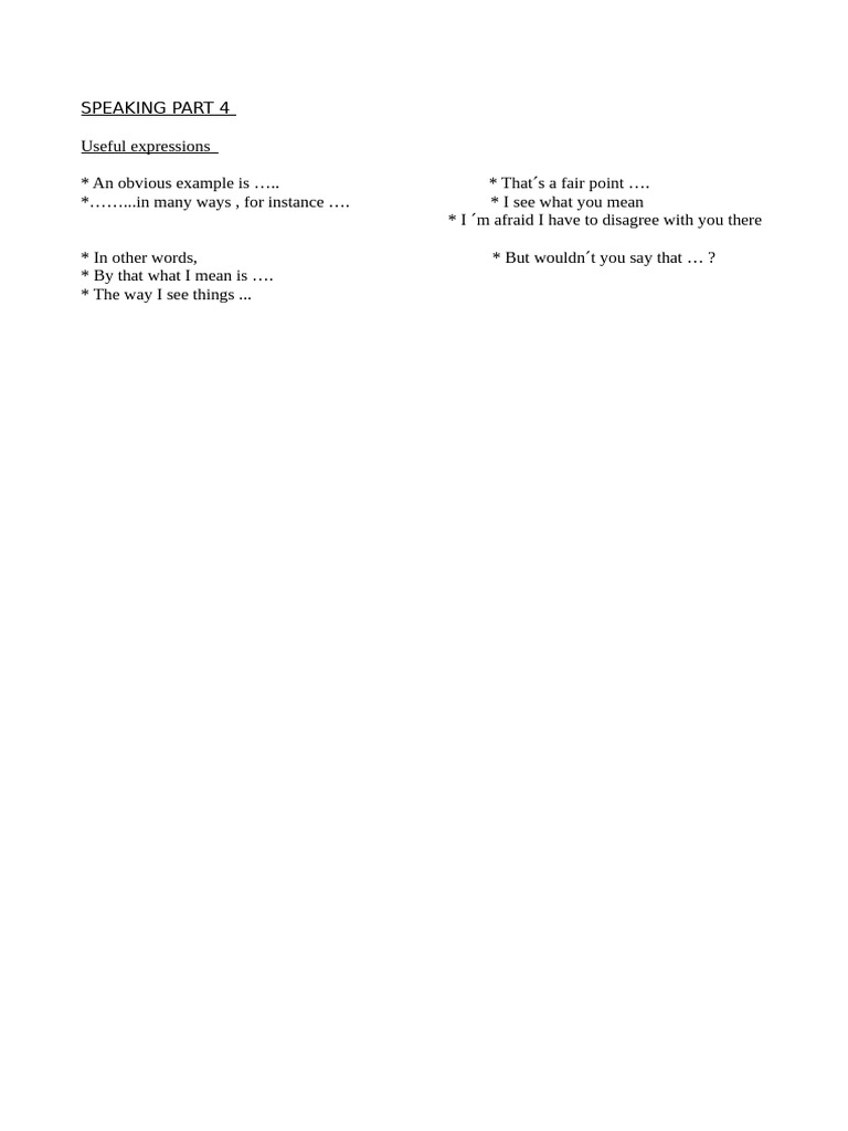 Speaking Part 4 Useful Expressions | PDF