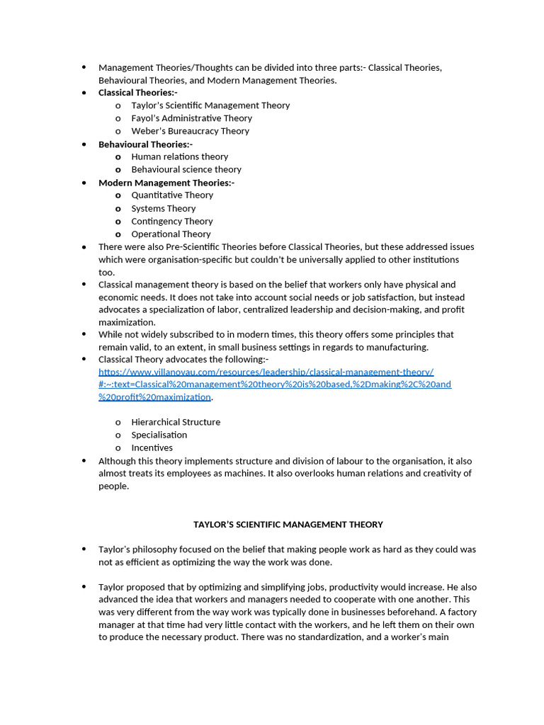 Unit 1 - Evolution of Management Thoughts | PDF | Bureaucracy | Max Weber
