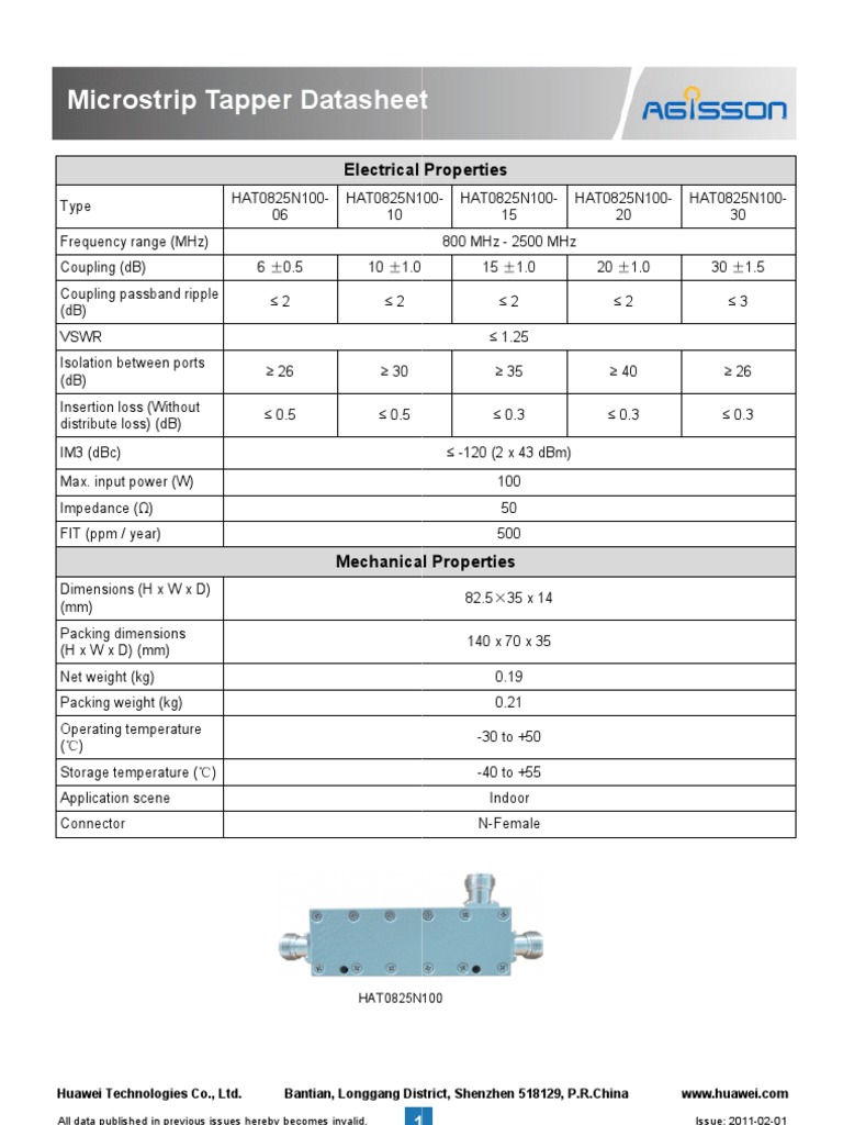 Microstrip Tapper Specifications Guide | PDF