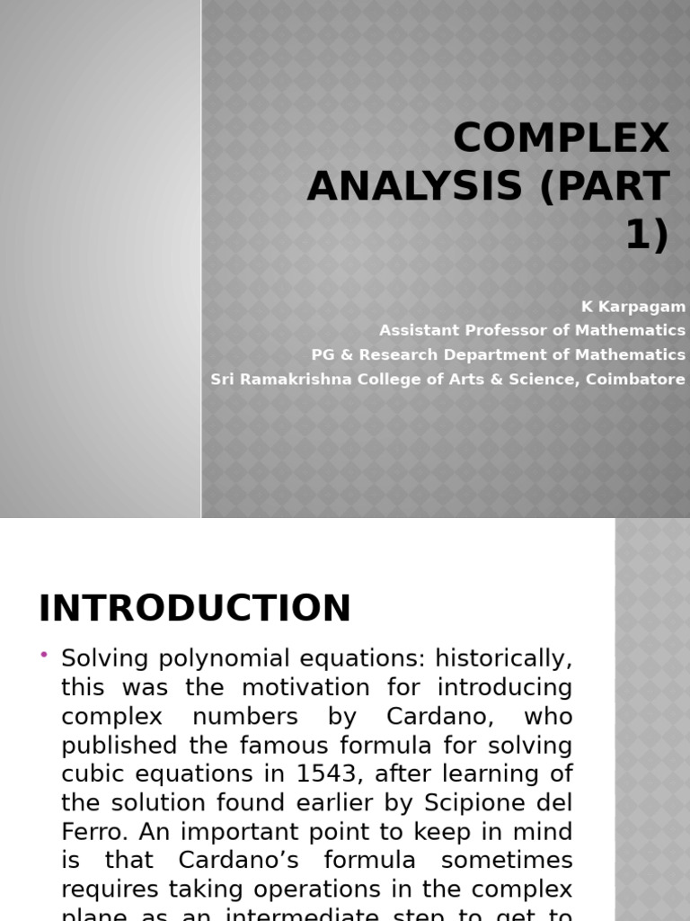 Complex Analysis - Part 1 | PDF | Mathematical Analysis | Complex Analysis