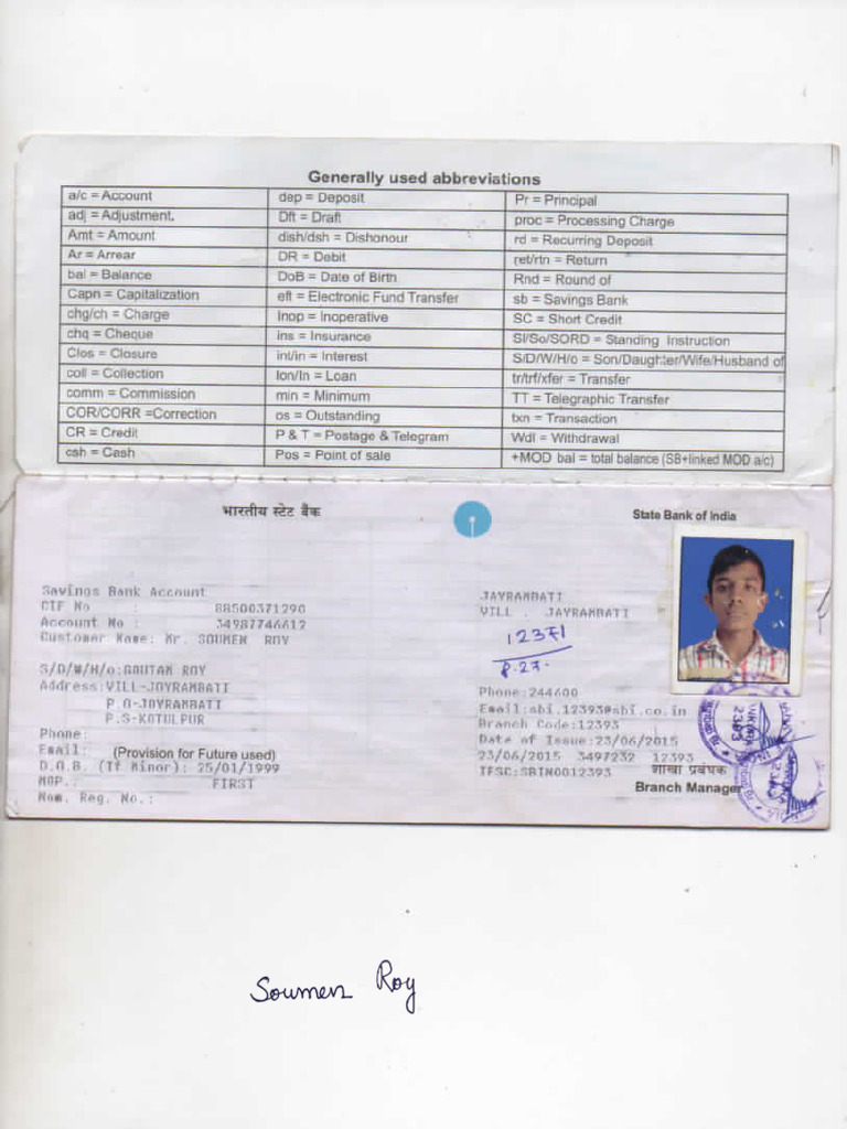 Bank Pass Book | PDF