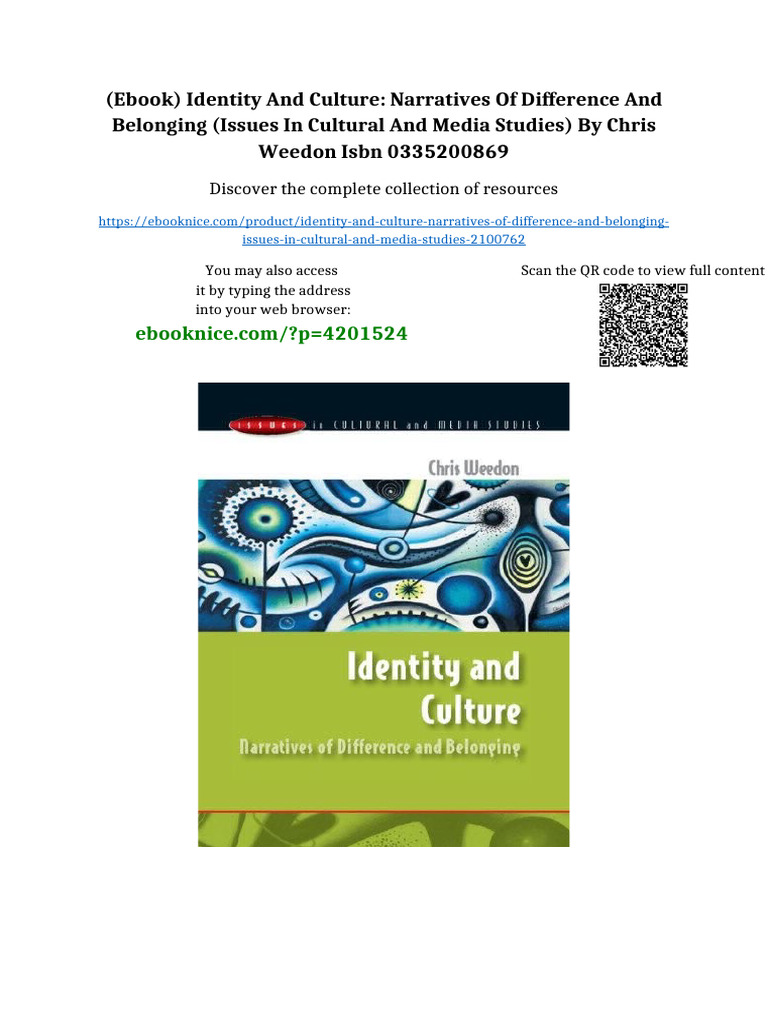 (Ebook) Identity and Culture: Narratives of Difference and Belonging ...