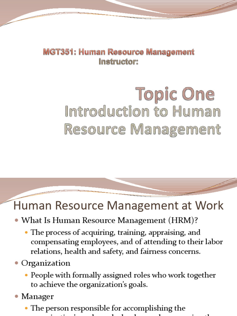 Topic 1 Intro To HRM-1 | PDF | Human Resource Management | Employment