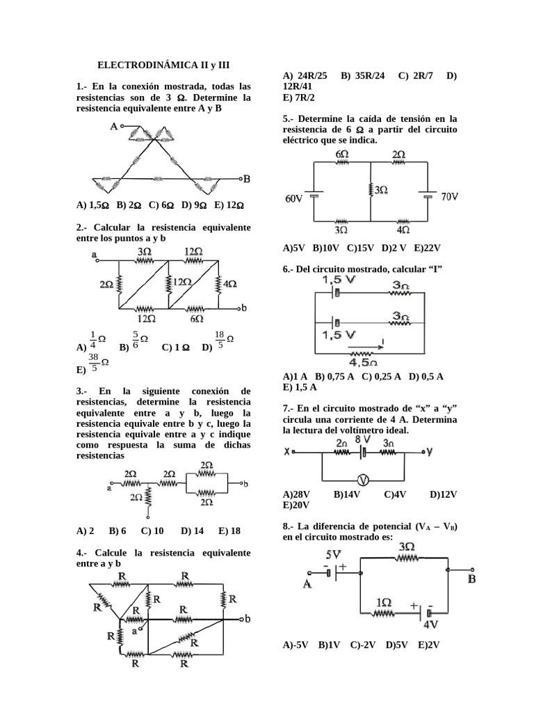 Fis2 - Sem 11 y 12 - Electrod II y III | PDF | Resistencia Eléctrica y ...