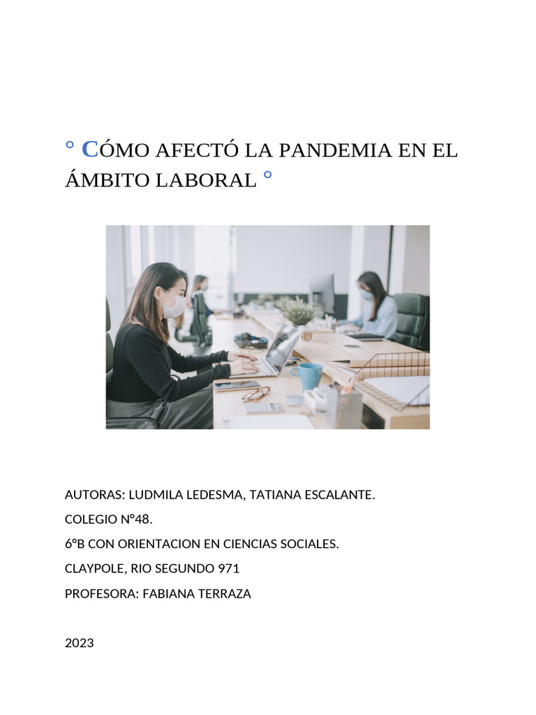 Como Afectó La Pandemia en El Ámbito Laboral | PDF | Empleo | Desempleo