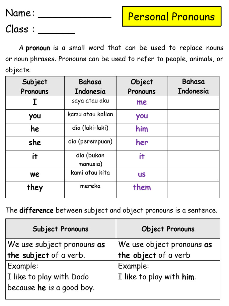 Subject and Object Pronouns | PDF | Pronoun | Subject (Grammar)