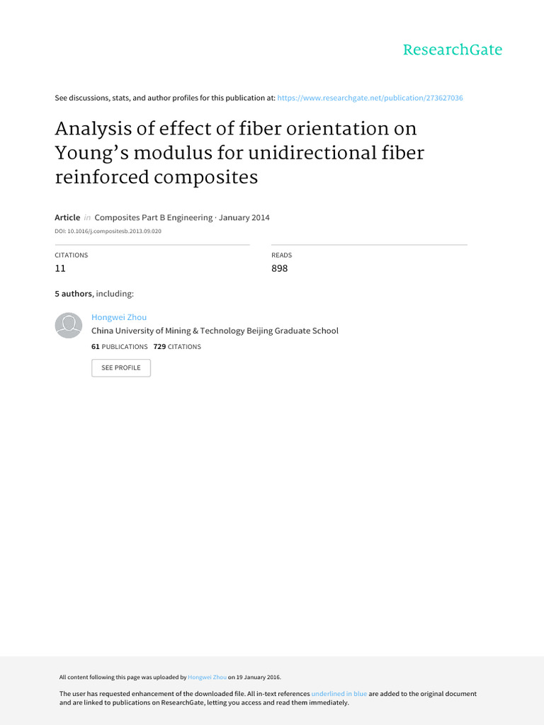Analysis of Effect of Fiber Orientation On Young's Modulus | PDF ...