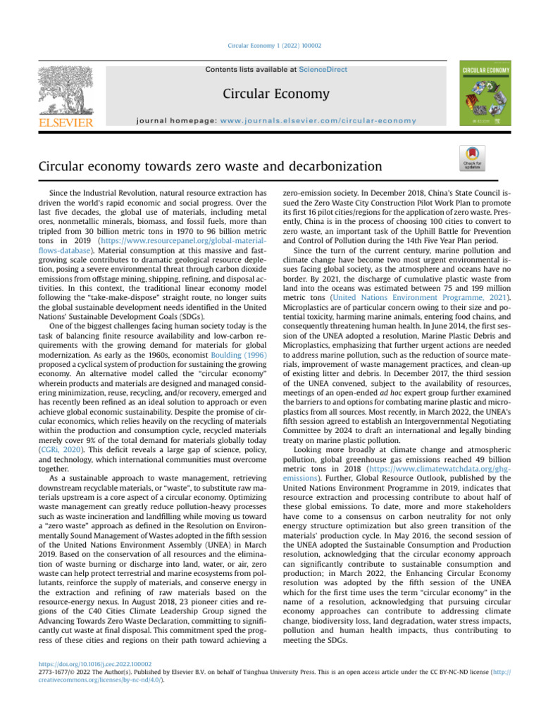 Circular Economy Towards Zero Waste and Decarbonization | PDF ...