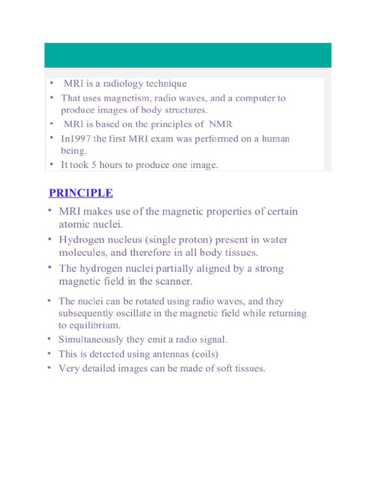 Magnetic Resonance Imaging (MRI) | PDF